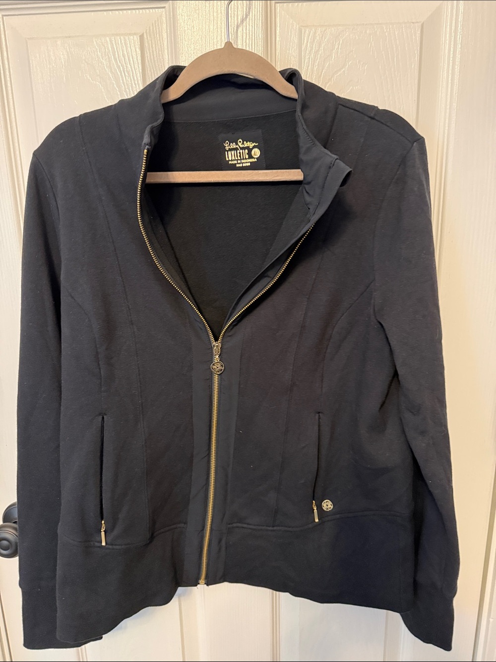 Lilly Pulitzer Black Zip-Up Jacket with Gold Hardware